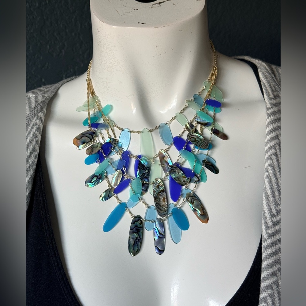 Kendra Scott Patrcia statement necklace in blues/greens
